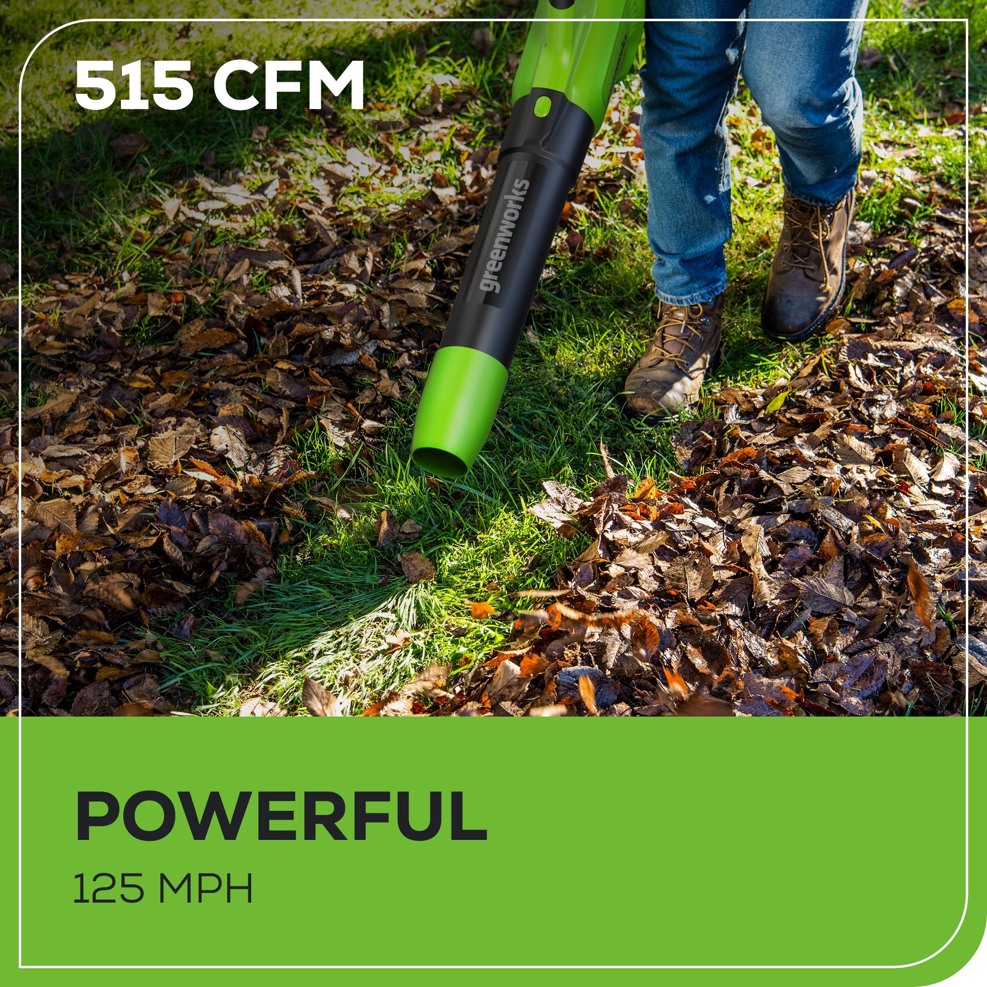 48V (24V x 2) 515 CFM Cordless Battery Leaf Blower w/ (2) 2.0Ah USB Batteries & Charger