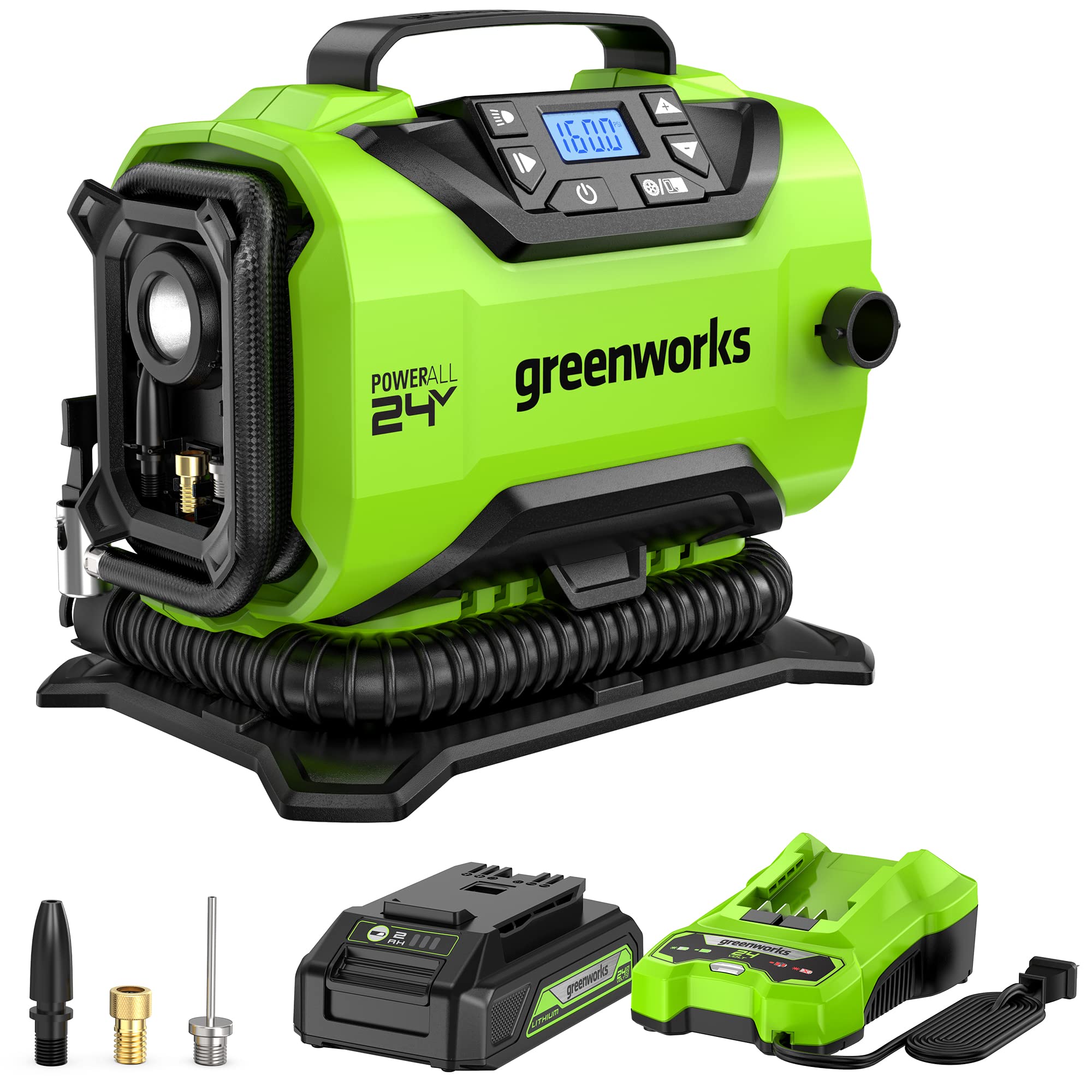 24V Cordless Battery Inflator w/ (1) 2Ah USB Battery & Charger