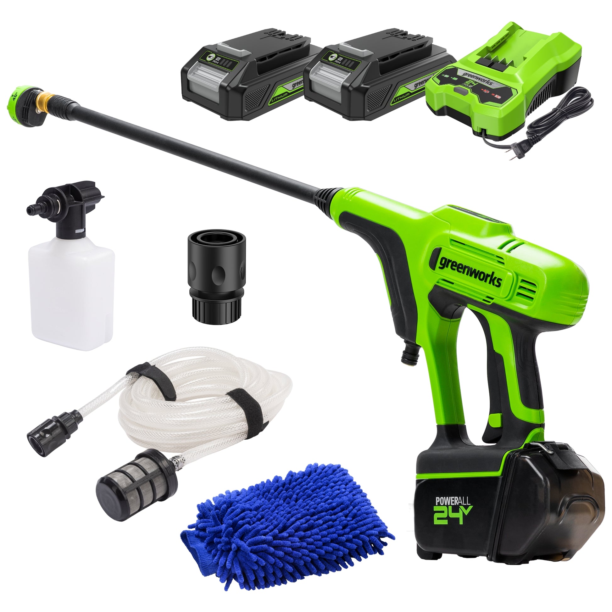 24V Cordless Battery Car Cleaning 3-pc Combo Kit with (2) 2.0 Ah Batteries & Charger