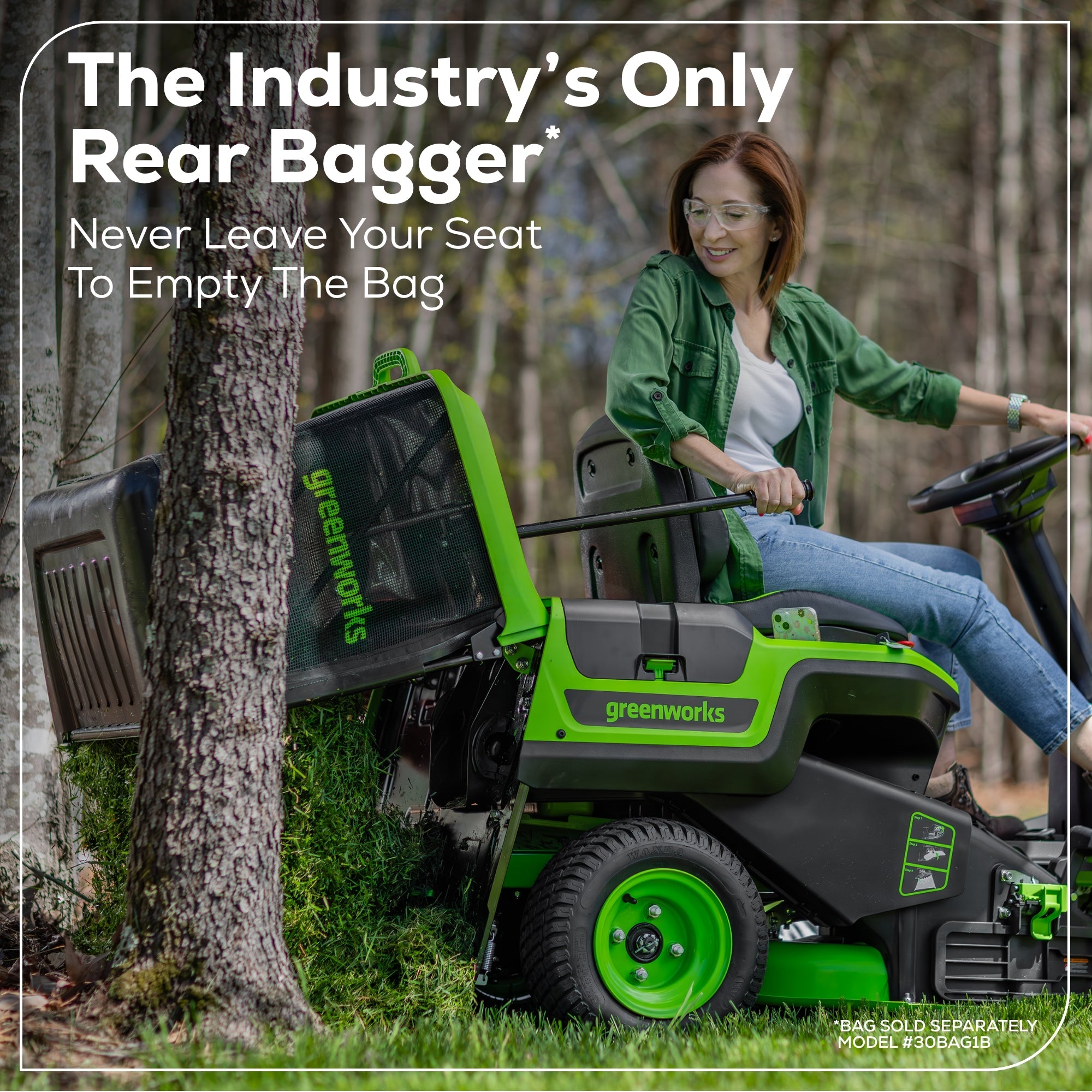 60V 30” CrossoverT Riding Lawn Tractor 3PC Combo Kit w/ Two 8.0Ah Batteries, Two 4.0Ah Batteries, One 2.5Ah Battery and Two Chargers