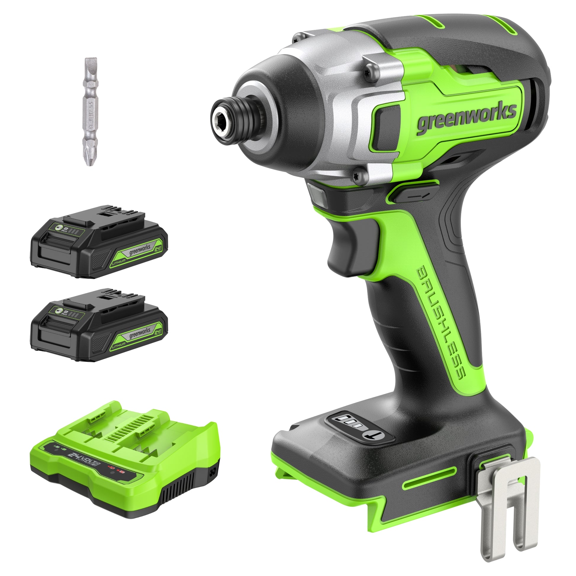 24V Cordless Battery Drill / Driver and Impact Driver Kit w/ Two (2) 2.0Ah Batteries & Charger