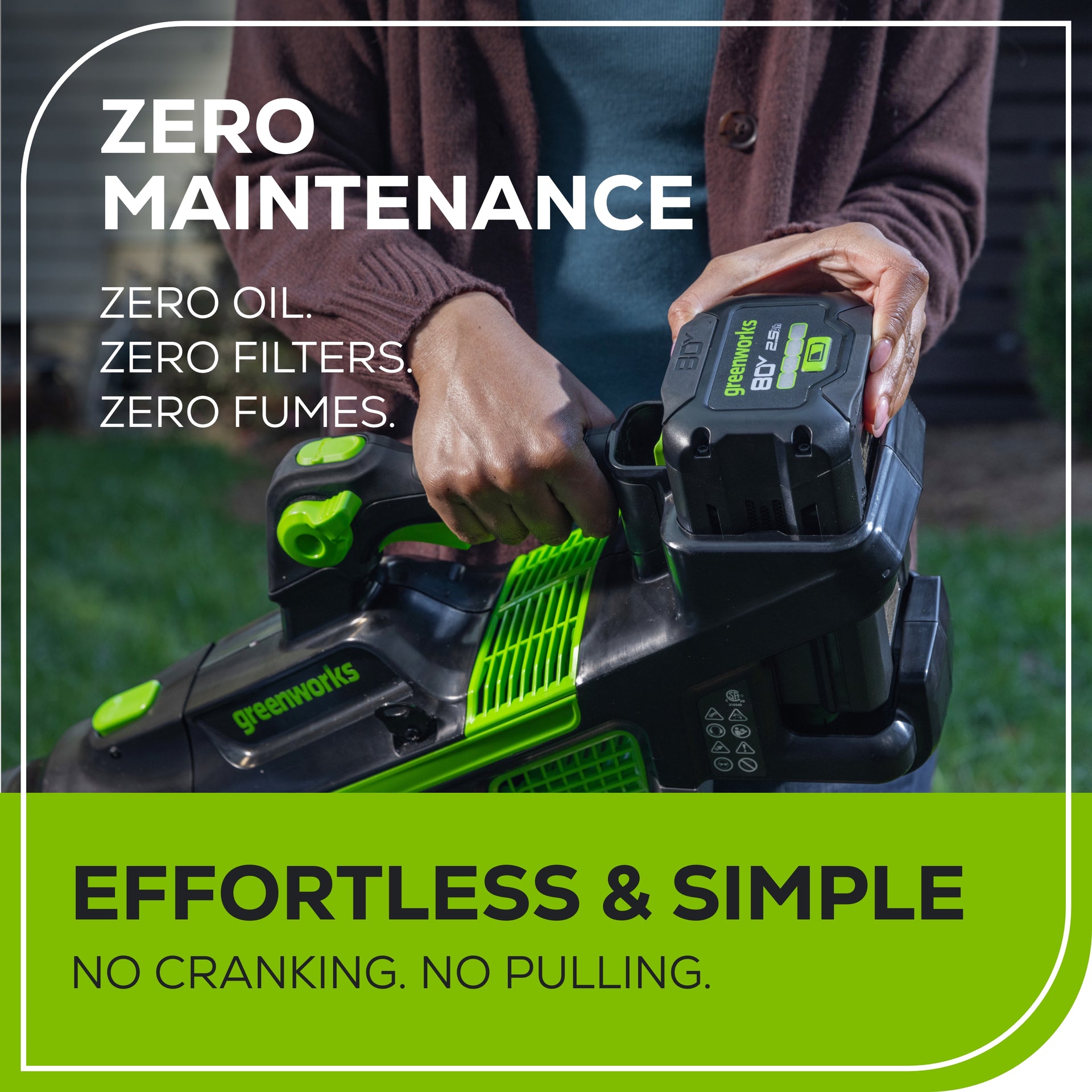 RENEWED 80V 800 CFM Brushless Leaf Blower w/ 2.5Ah Battery & Charger