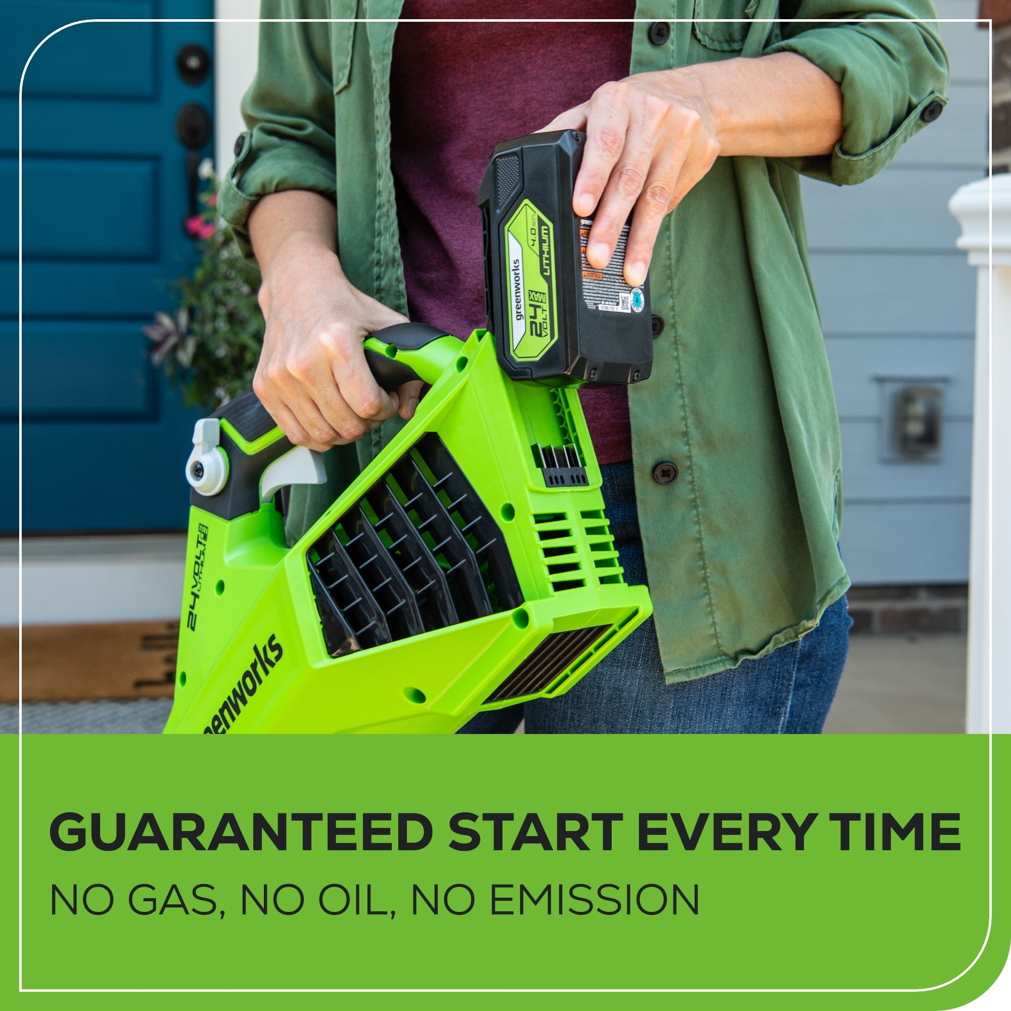 RENEWED 24V 450 CFM Cordless Battery Leaf Blower w/ 4.0 Ah USB Battery & Charger