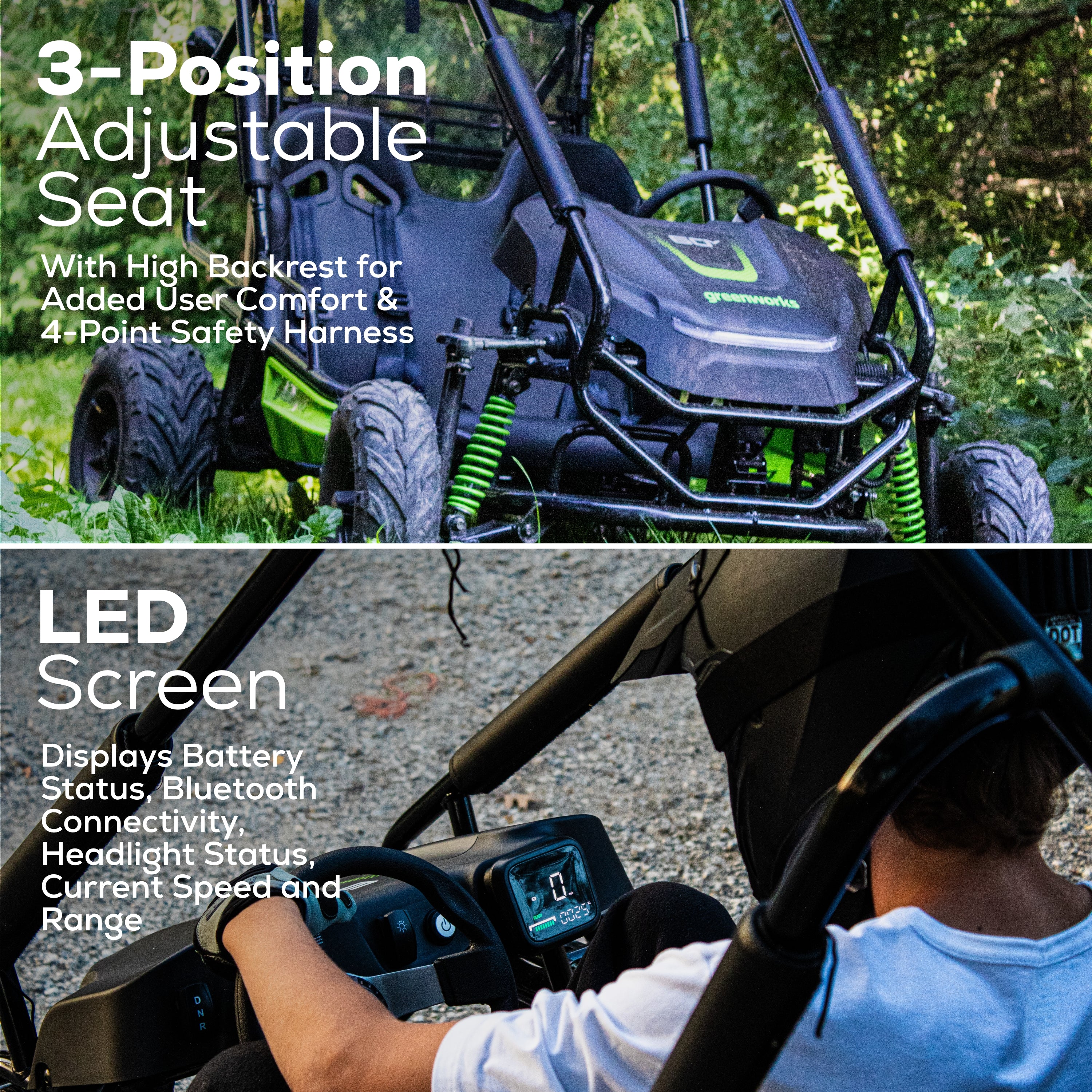 60V Gen 2 STEALTH Series All-Terrain 2-Seat Electric Youth Go-Kart w/ (2) 8Ah Batteries and Dual Port Charger