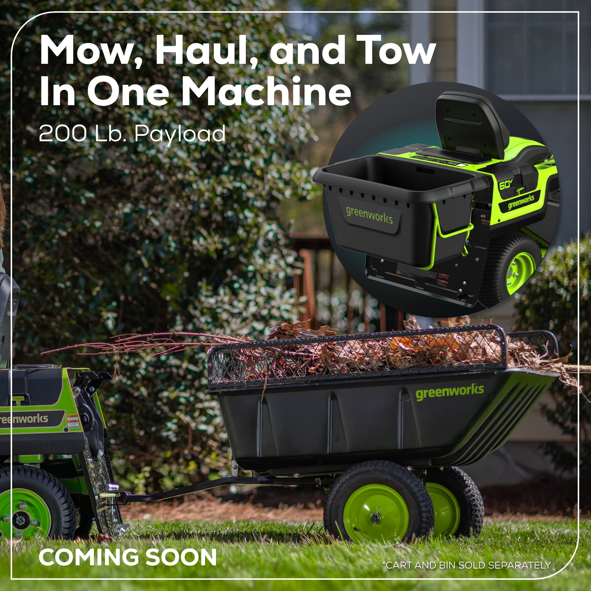 60V 30” CrossoverT Riding Lawn Tractor with (2) 8.0 Ah, (2) 4.0 Ah Batteries & 600-Watt Charger