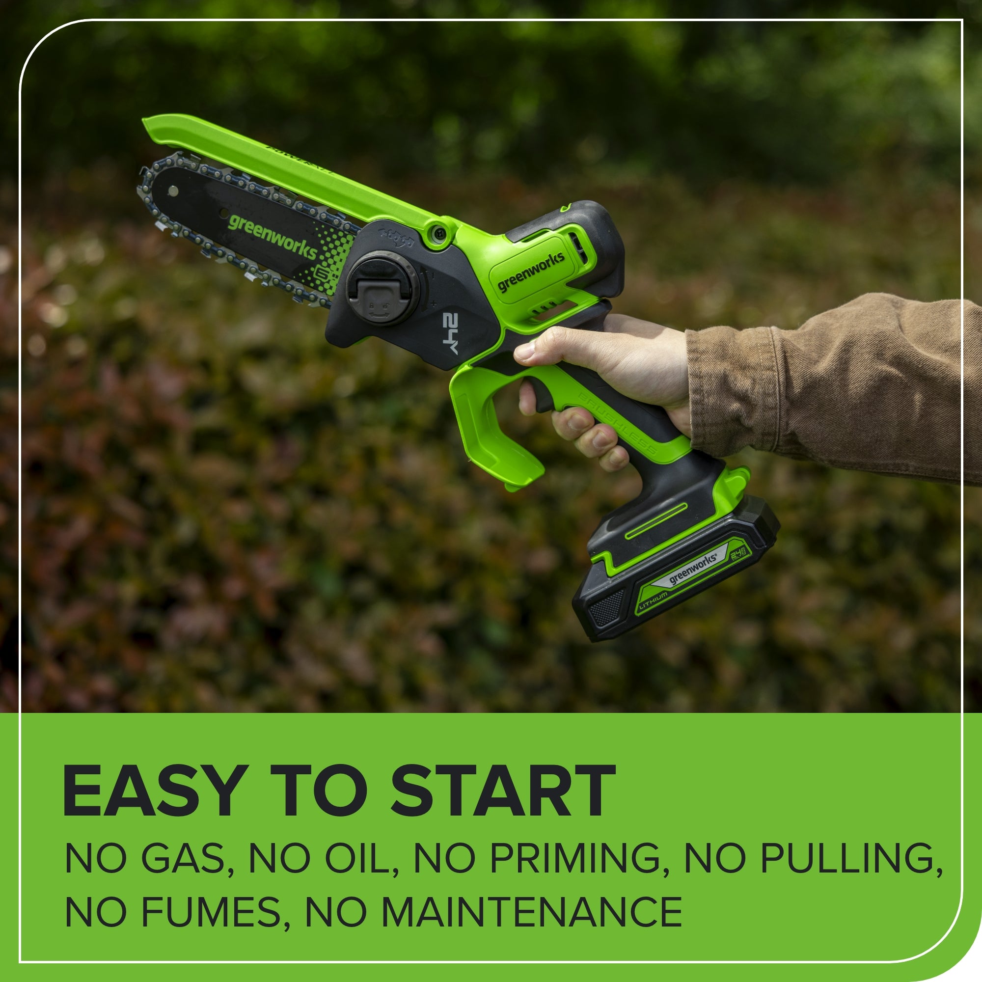 24V 6” Gen 2 Cordless Battery Brushless Pruner Saw w/ 2.0Ah Battery & 2A Charger