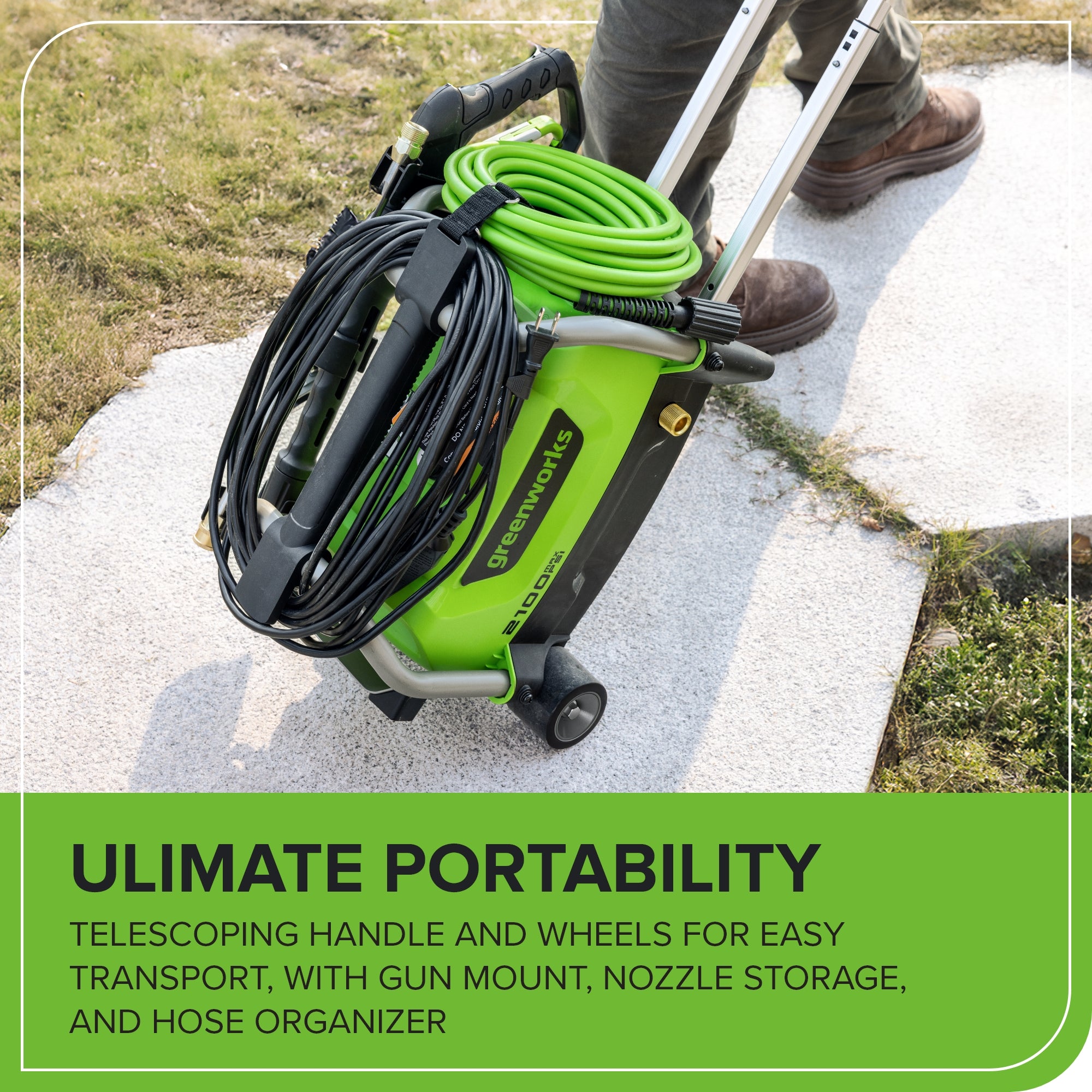 2100 PSI 1.2 GPM Portable Cold Water Electric Pressure Washer