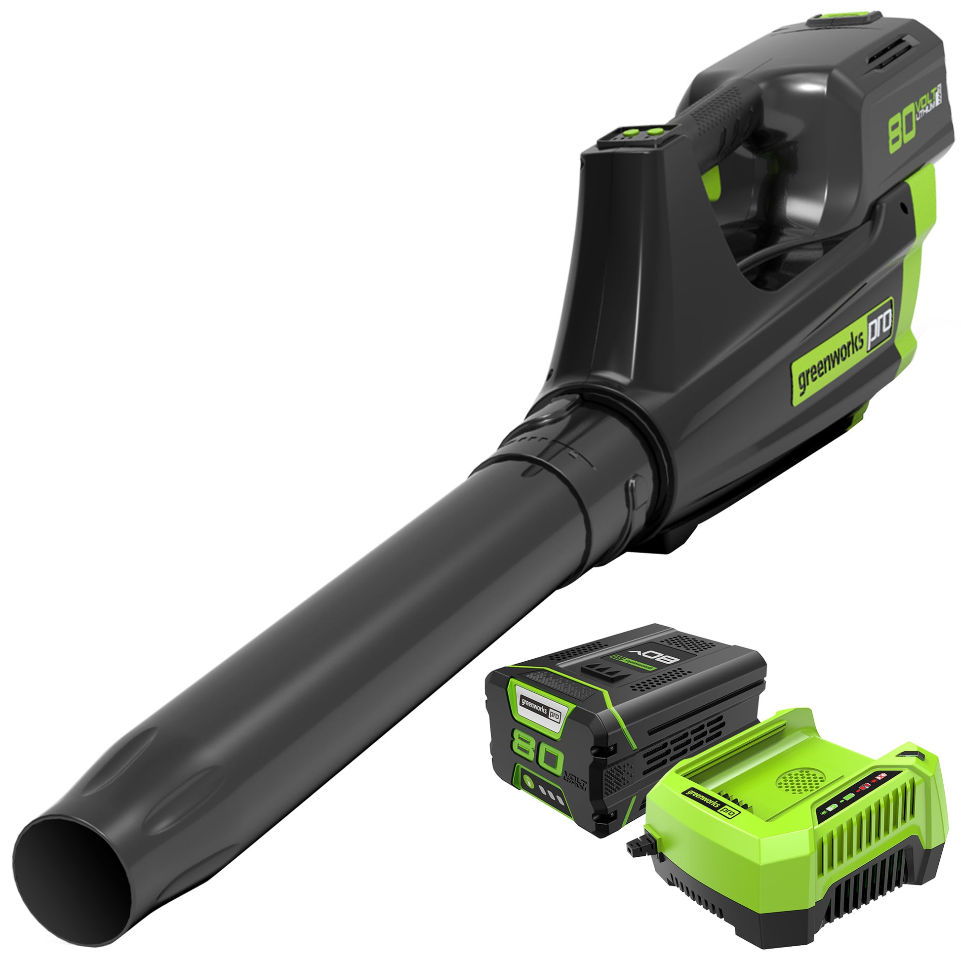 80V Cordless Battery Brushless Axial 500 CFM Leaf Blower w/ 2Ah Battery and Charger