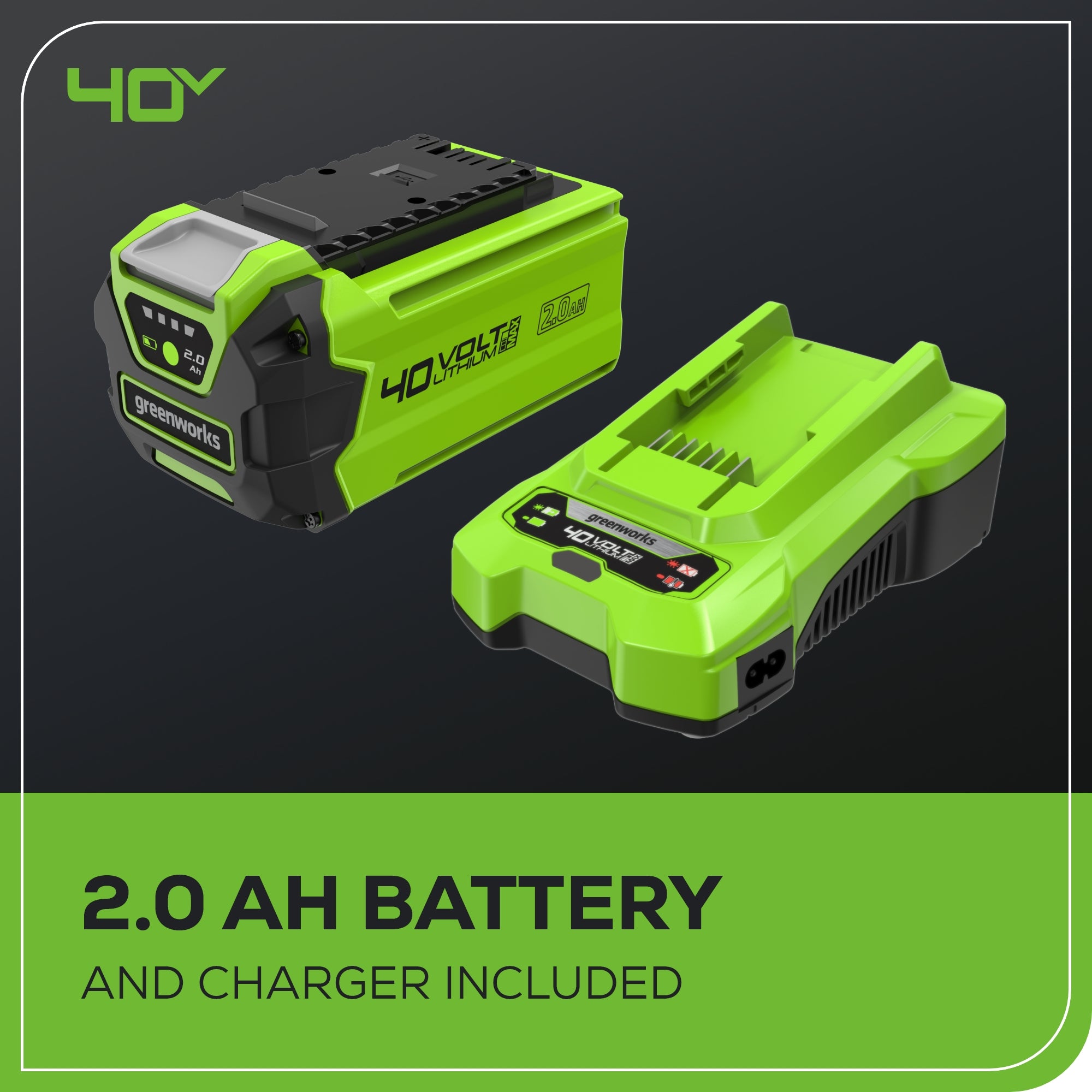 40V 350 CFM Cordless Battery Leaf Blower w/ 2.0 Ah Battery & Charger