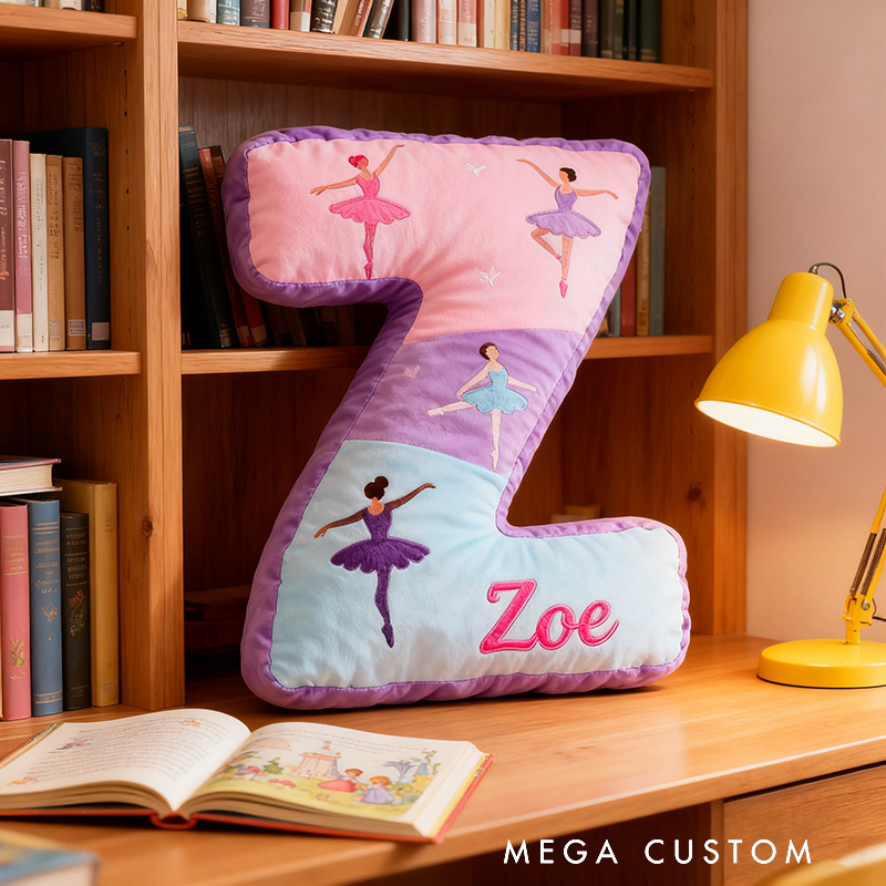 Personalized Graphic 3D Print Ballet Dancers Pillow With Your Own Name Soft Stuffed Toy for Kids Unique Decorative Cushion for Girls' Room