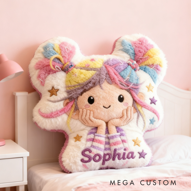 Personalized Cute Girl Initial Name Graphic 3D Print Pillow Christmas Gift for Kids Family