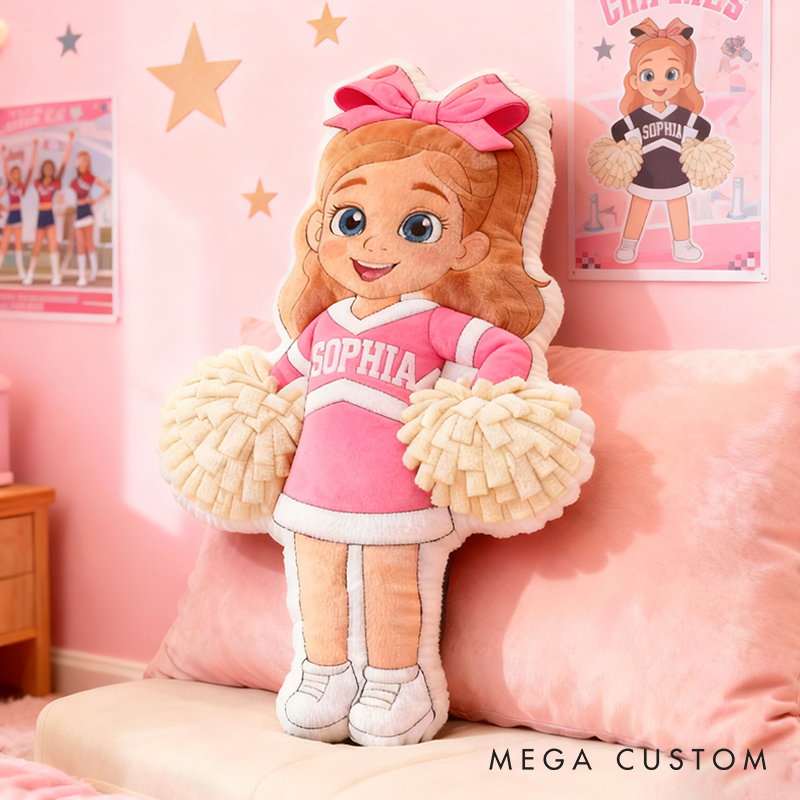 Personalized Graphic3DPrint Cheerleader Pillow with Custom Name and Outfit Design for Kids and Fans