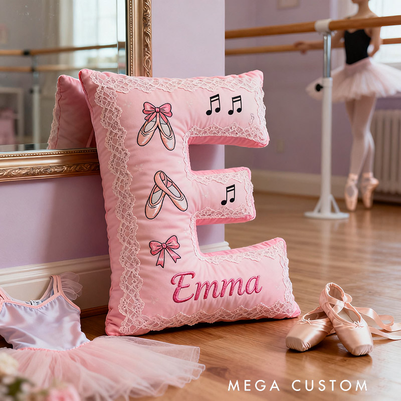 Personalized Graphic 3D Print Ballet Dance Pillow With Your Own Name Soft Stuffed Toy for Kids Unique Decorative Cushion for Girls' Room