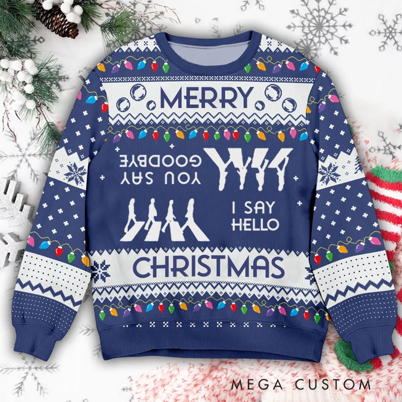 Personalized Hello Goodbye Ugly Sweater Musical Welcome Ugly Sweater for Music Lover