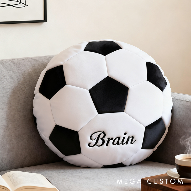 Personalized Soccer Ball Pillow with Custom Name for Kids and Sports Enthusiasts