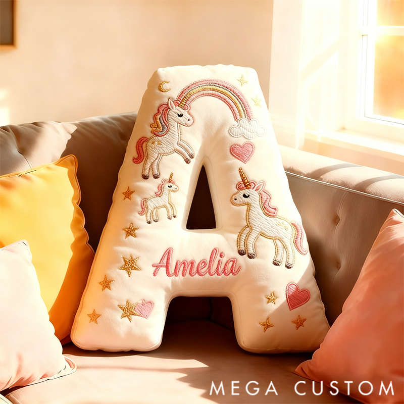 Personalized Graphic 3D Print Pillows Letter Shape Pillows with Hourse Gifts Christmas Gifts for Family Number