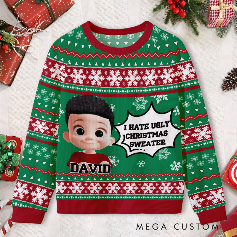 Personalized I Hate Ugly Christmas Sweater Kids Ugly Christmas Sweater