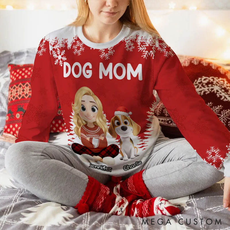 Personalized Dog Lover Christmas 2025 Dog Mom Ugly Sweatshirt