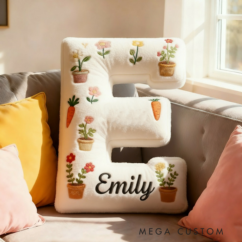 Personalized Plants Letter Pillow Graphic 3D Print Pillow Custom Name Design Pillow for Kids Family