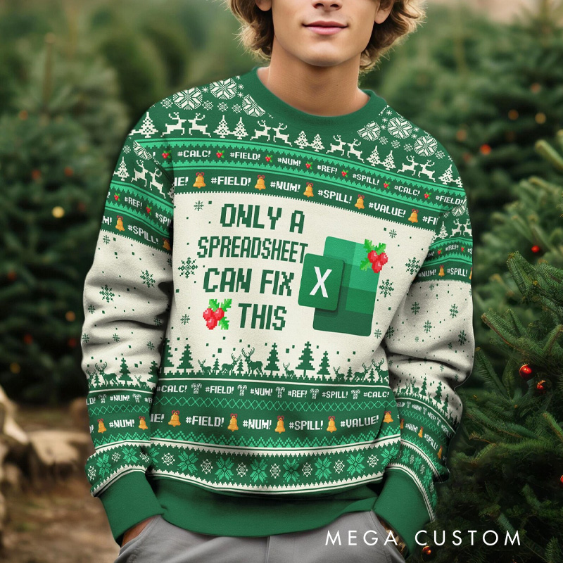 Personalized Only a Spreadsheet Can Fix This Ugly Christmas Sweater Excel Group Matching Sweater Christmas Party Gift Xmas Gift 2025
