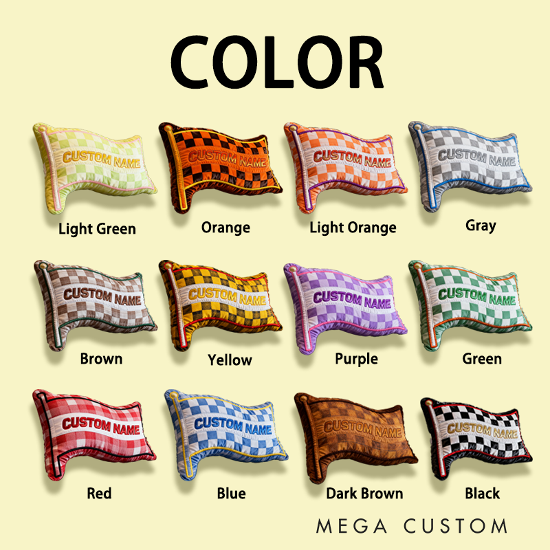 Personalized Racing Checkered Flag Pillow Custom Name 3D Graphic Print Cushion Gift for Racers and Racing Lovers