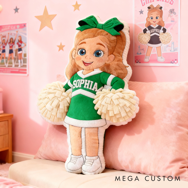 Personalized Graphic3DPrint Cheerleader Pillow with Custom Name and Outfit Design for Kids and Fans
