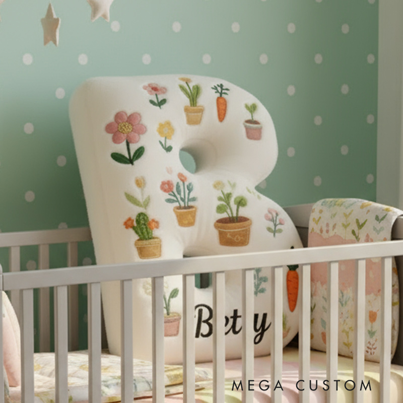 Personalized Plants Letter Pillow Graphic 3D Print Pillow Custom Name Design Pillow for Kids Family