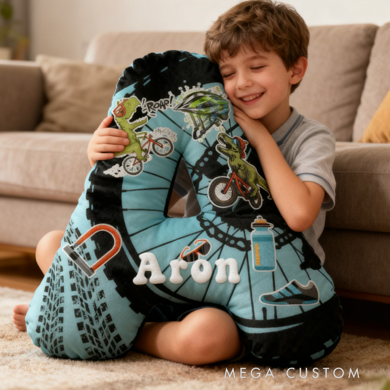 Personalized Cycling Letter Pillow Funny Letter Pillow Custom Name Pillow Comfortable Travel Cushion for Riders Riding Lovers