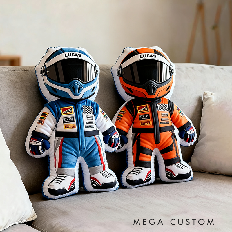 Personalized Racer Throw Pillow Custom Name Graphic 3D Print Design Cushion Gift for Racers and Racing Lovers