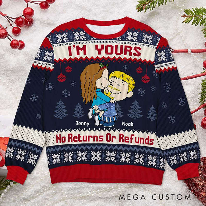 Personalized You And Me Cartoon Hugging Couple Anime Christmas Ugly Sweater Movie Lover Christmas Gift for Boyfriend Girlfriend Wife Husband