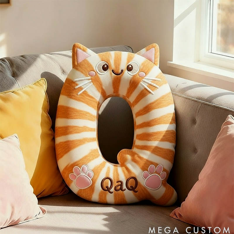 Personalized Cat Lover Letter Pillow with Custom Name Design Ver Orange Cat Graphic 3D Print