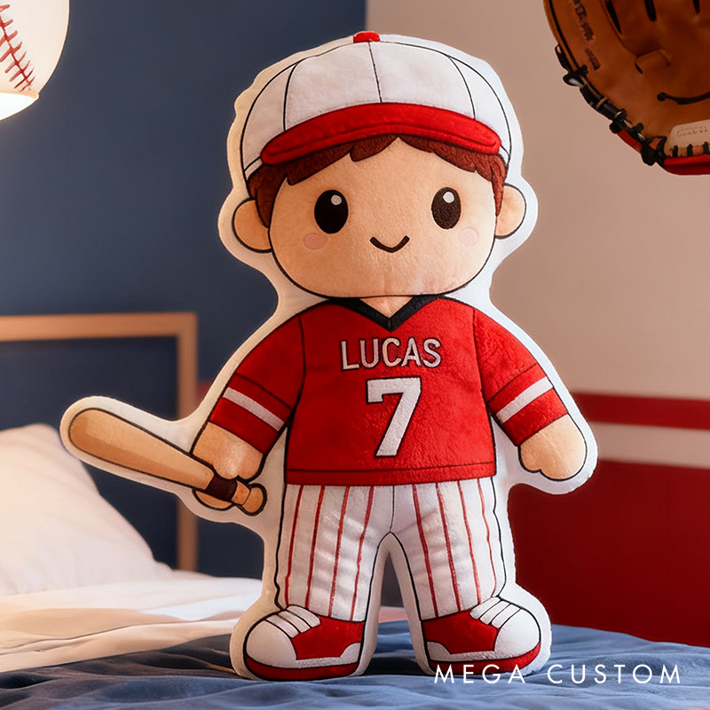 Personalized Baseball Player Pillow with Custom Name and Jersey Number  for Kids and Fans