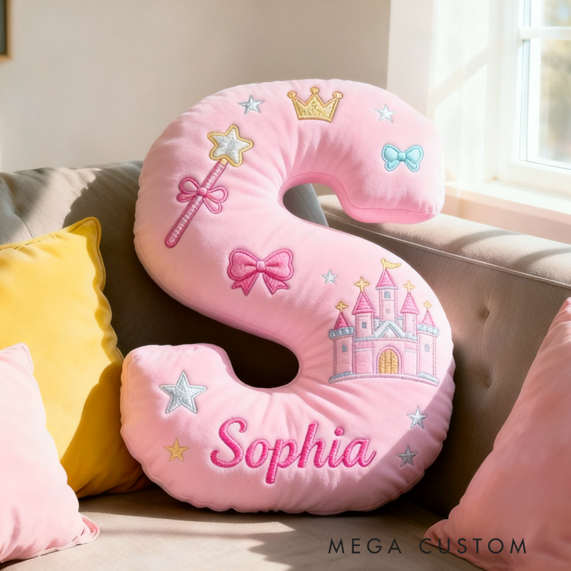 Personalized Pink Castle with Name Graphic 3D Print Pillow Christmas Gift for Kids