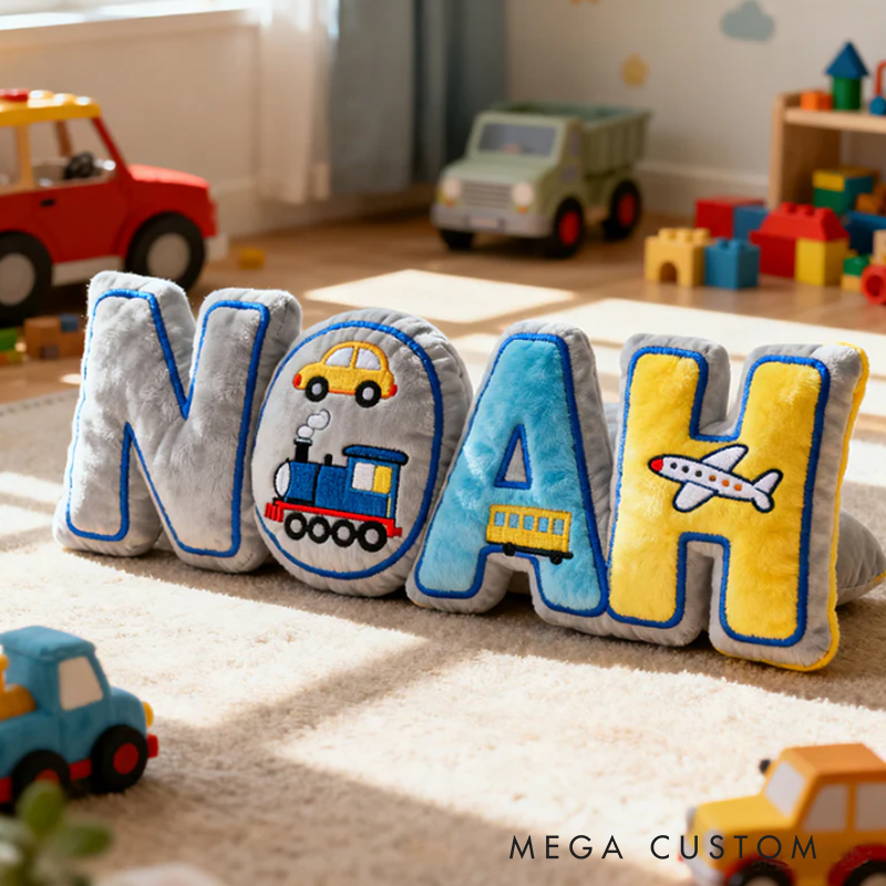Personalized Vehicle Themed Cushion for Boys with Name Christmas Gift for Kids