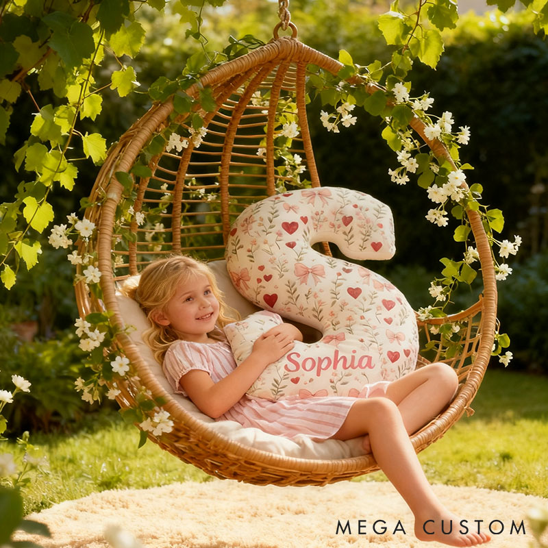 Personalized Flower Girl Floral Initial Pillow Home Decor Pillow Flower Girl Christmas Pillow