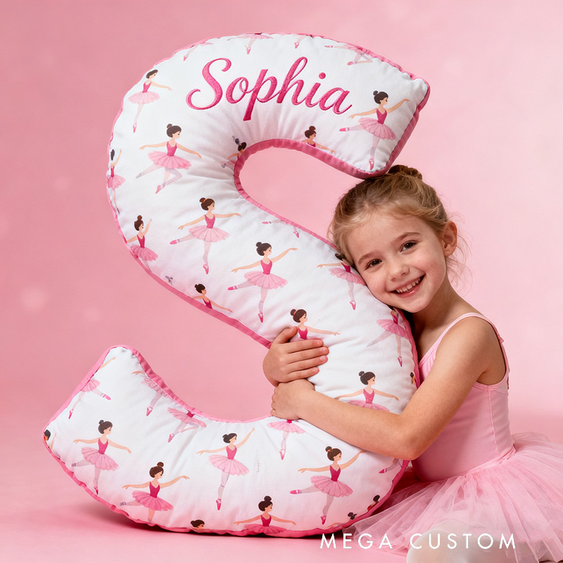 Personalized Ballet Dancers Pillow With Your Own Name Soft Stuffed Toy for Kids Unique Decorative Cushion for Girls' Room