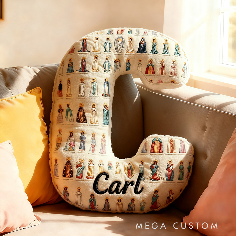 Personalized Mother of God Pray for us Letter Pillow with Name Home Decor Titles of Mary Our Lady Graphic 3D Print  Pillow Religious Catholic Gift