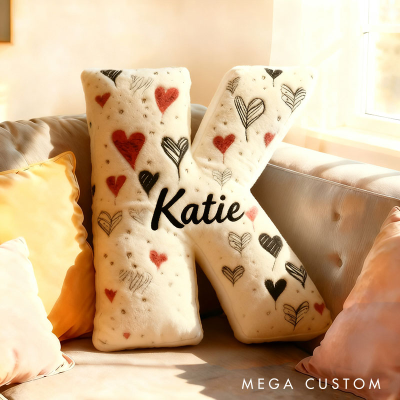 Personalized Girlfriend Letter Pillow Custom Wife Initials Cushion with Name Valentine's Day Pillow for Husband Wife Christmas Gift for Him Her