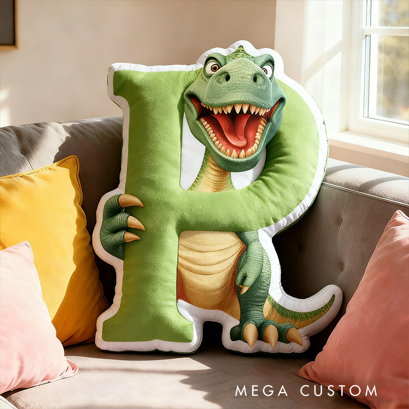 Personalized Dinosaur Letter Cartoon Cute Kids Room Custom Name Gift Fun Decorative Throw Graphic 3D Print Pillows