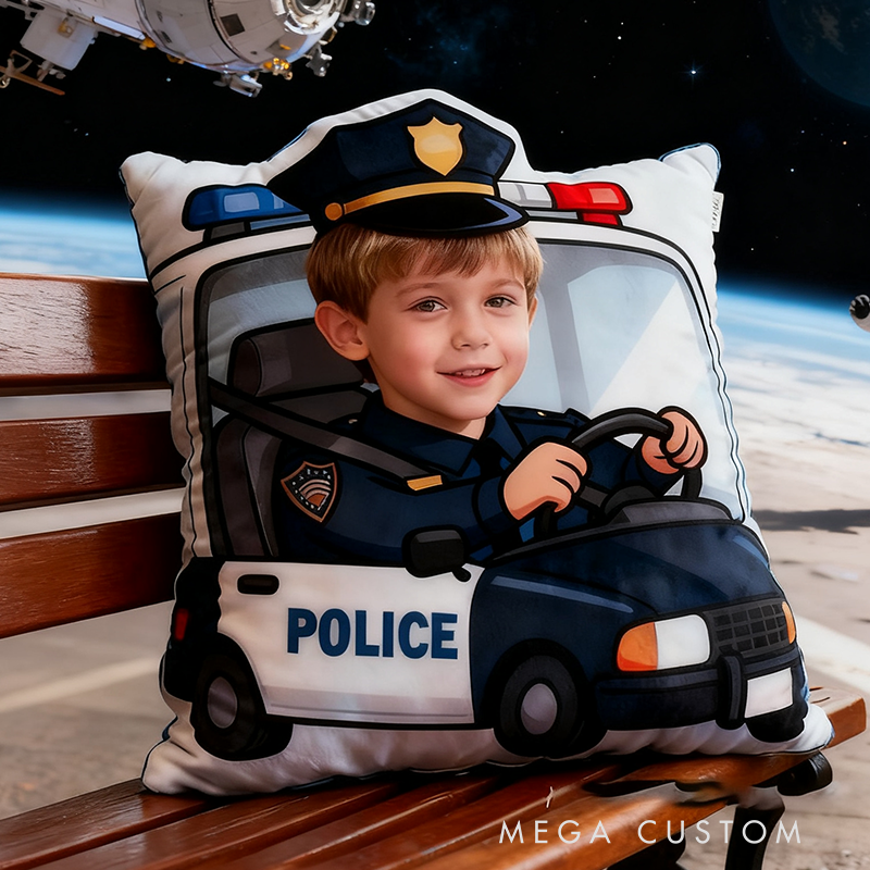 Personalized Cute Policeman Pillow with Custom Photo Graphic 3D Print Pillow Cartoon Police Officer Pillow