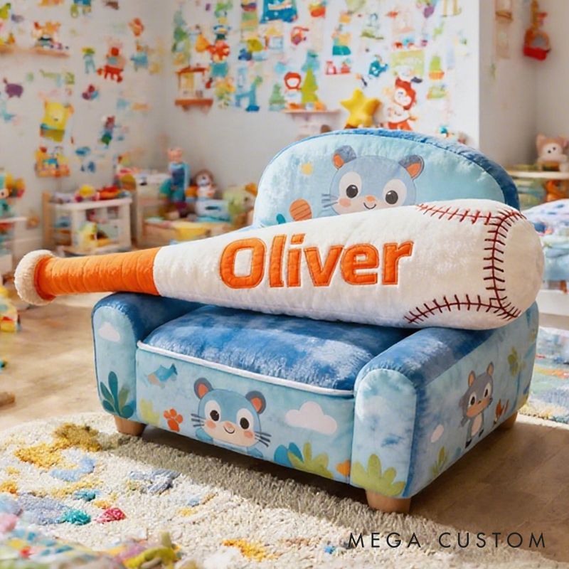 Personalized Baseball Bat Shaped Pillow with Custom Name for Kids