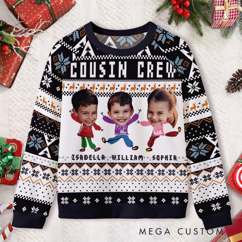 Personalized Family Photo Festive Faces Joyful Holiday Spirit Ugly Sweater Shirt