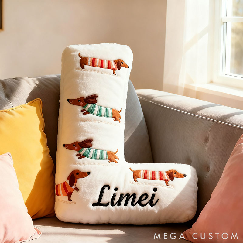 Personalized Dog Lover Dachshund Letter Pillow with Custom Name Pillow