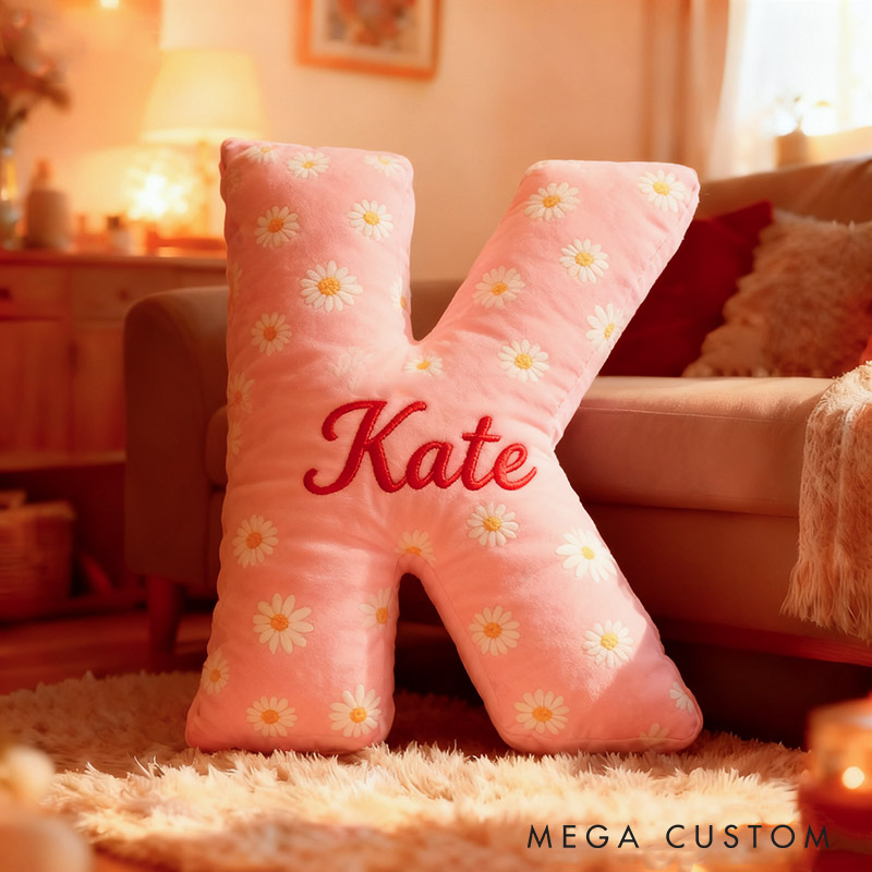 Personalized Flower Girl Daisy Flower Letter Pillow Custom Girl Name Cushion Wedding Gift for Flower Girl Christmas Gift for Girlfriend Wife