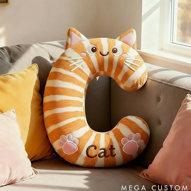 Personalized Cat Lover Letter Pillow with Custom Name Design Ver Orange Cat Graphic 3D Print