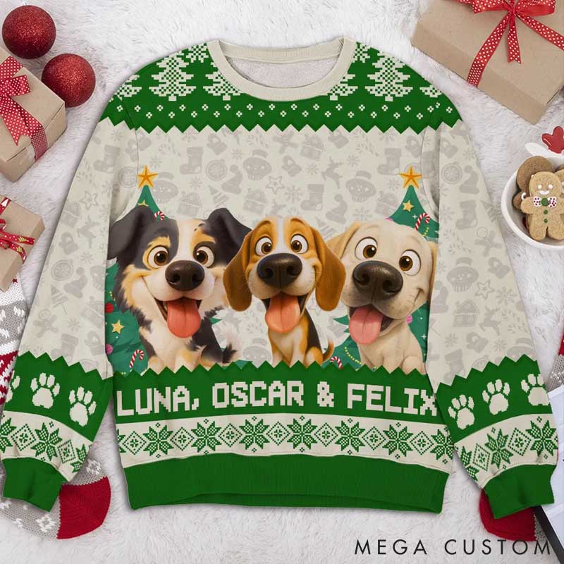 Personalized Dog Lover Santa is Coming Christmas Ugly Sweatshirt