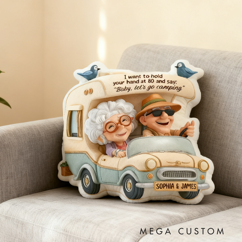 Personalized Graphic 3D Print Couple Camping Pillow Custom Rv Camper Pillow Funny Couple Holiday Gift for Outdoor Camping Lover