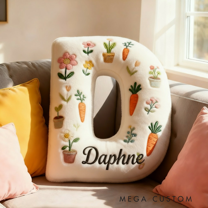 Personalized Plants Letter Pillow Graphic 3D Print Pillow Custom Name Design Pillow for Kids Family