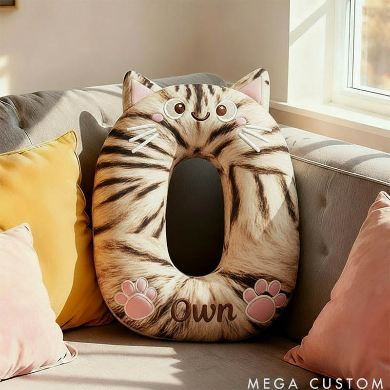 Personalized Cat Lover Letter Pillow with Custom Name Design Ver Brown Tabby Graphic 3D Print