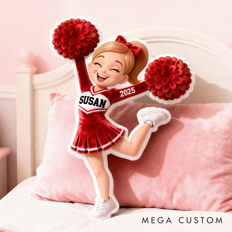 Personalized Graphic3DPrint Cheerleading Spirit Pillow with Custom Name and Year for Cheer Fans and Athletes